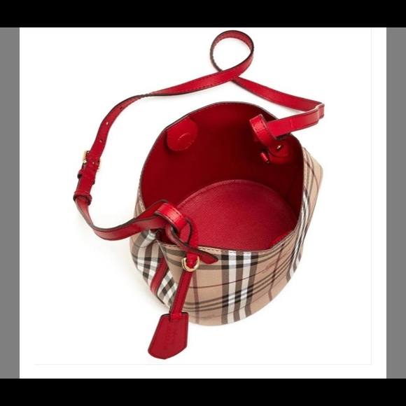 Burberry Bucket Small Lorne Red Leather Cross Body Bag - Picture 6 of 6
